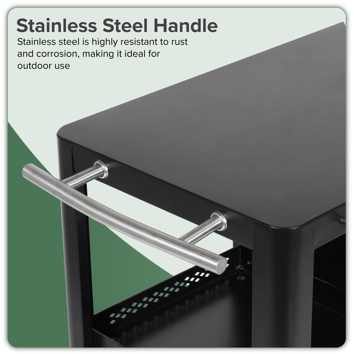 Dellonda BBQ/Plancha Workstation Trolley with Cupboard, Extension Table & Utensil Hooks, Black