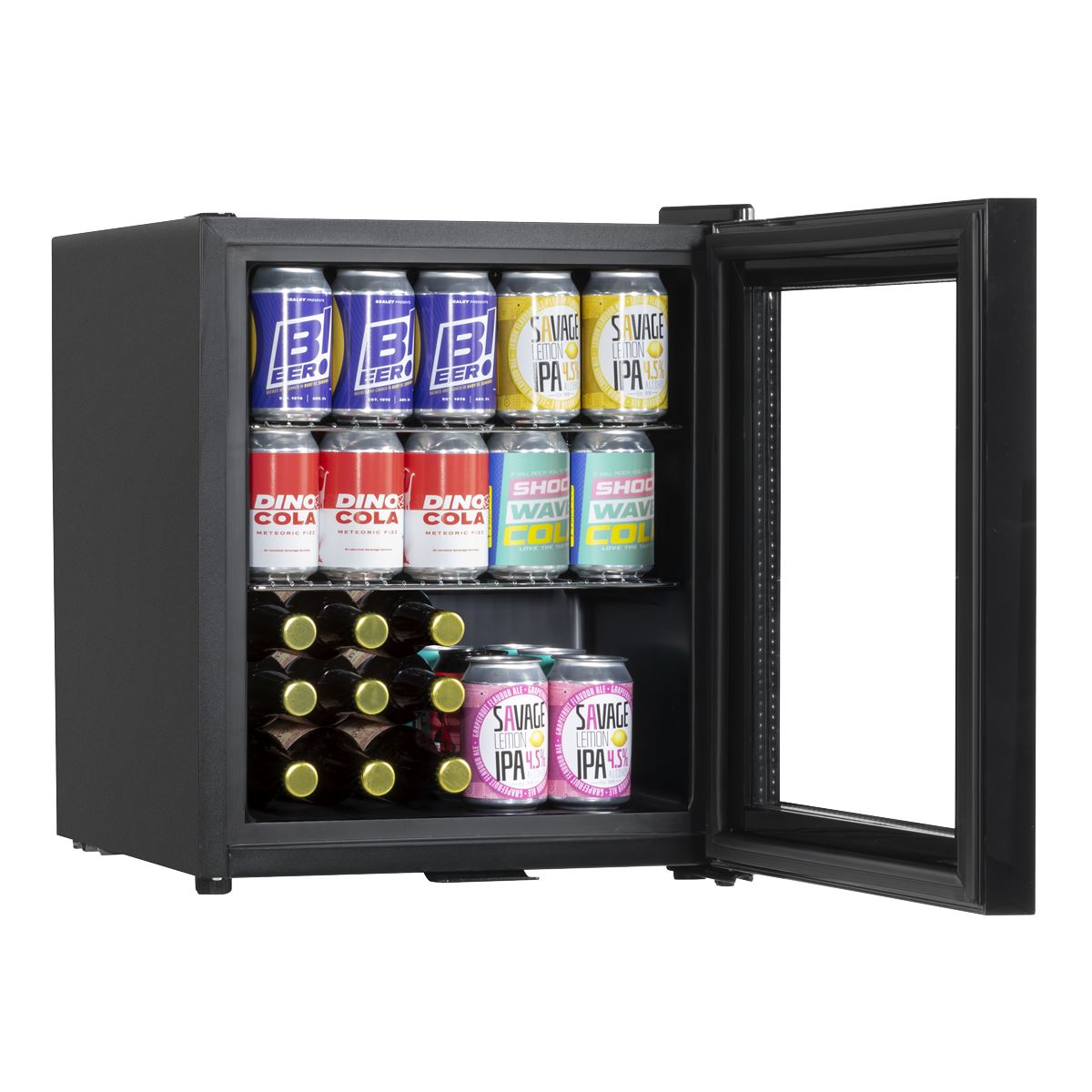 Baridi Mini Tabletop Beer & Drinks Fridge 50L Capacity - Black