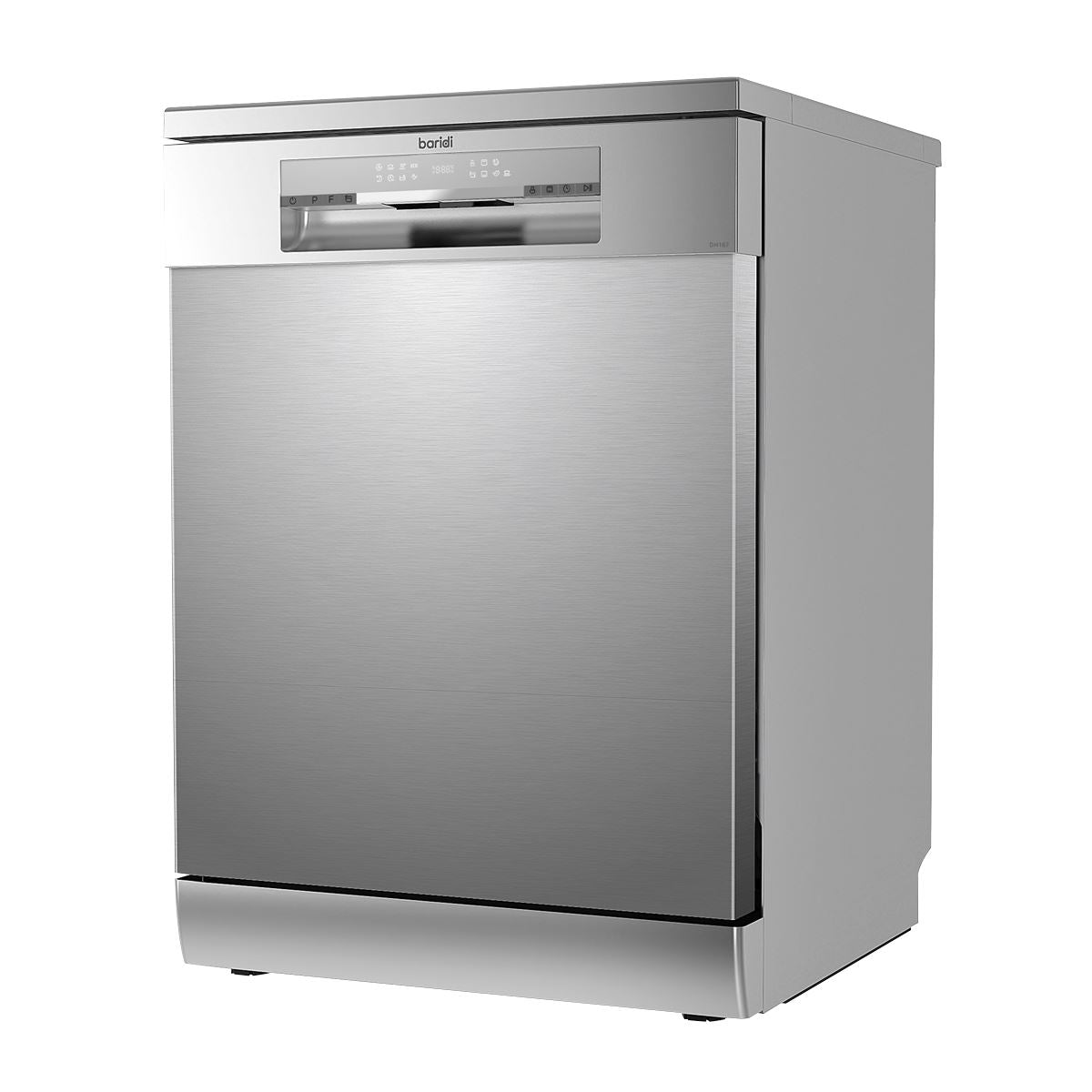Baridi Regular Sized Freestanding Dishwasher 60cm Wide 14 Place Settings - Silver