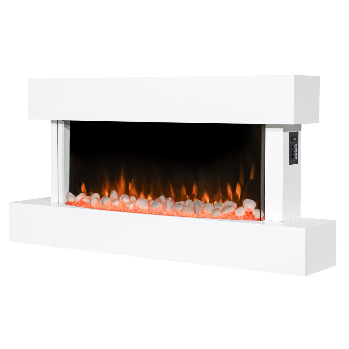 Baridi Wall Mounting Electric Fireplace with LED Flame Effect 46" - White