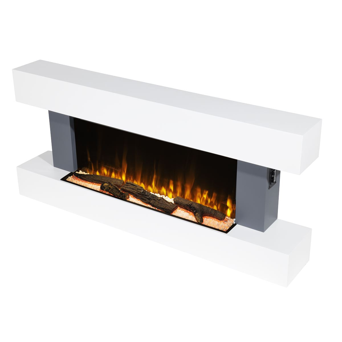 Baridi Wall Mounting Electric Fireplace with LED Flame Effect 52" - Grey