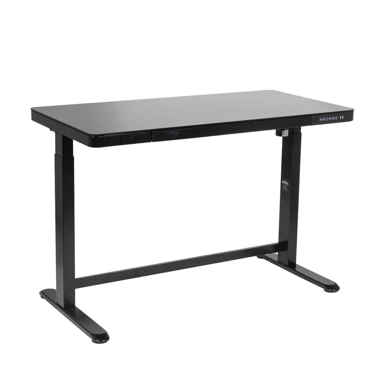 Dellonda Single Motor Ultra-Quiet Electric Desk with Control Panel, USB Port & Drawer - Black Desktop