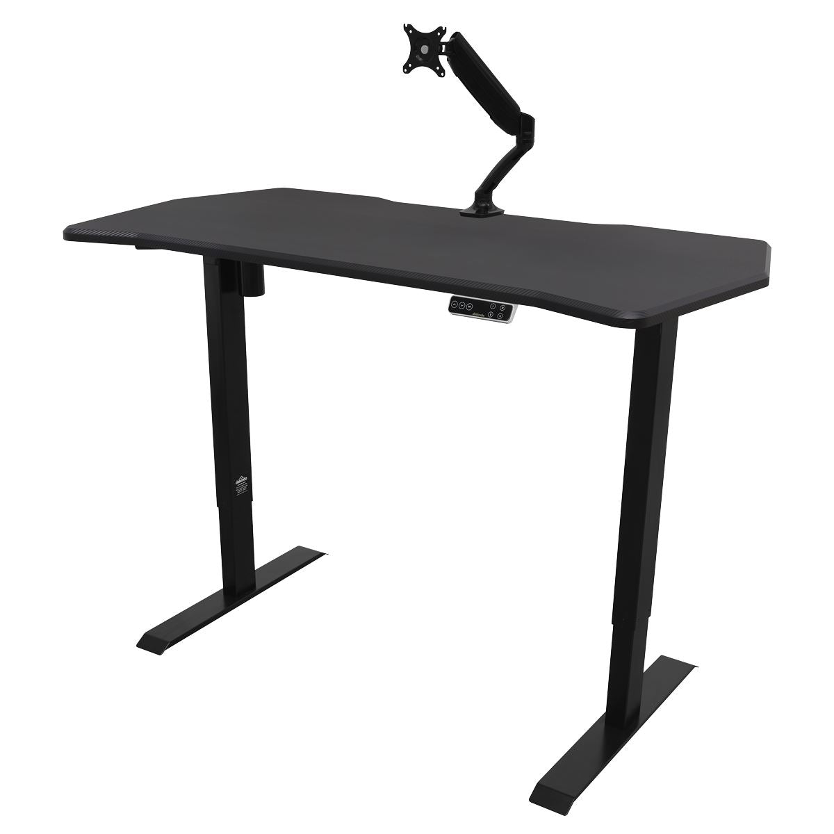 Dellonda Carbon Fibre Effect Electric Height Adjustable Standing Desk with Memory, Quiet, 1400 x 700mm