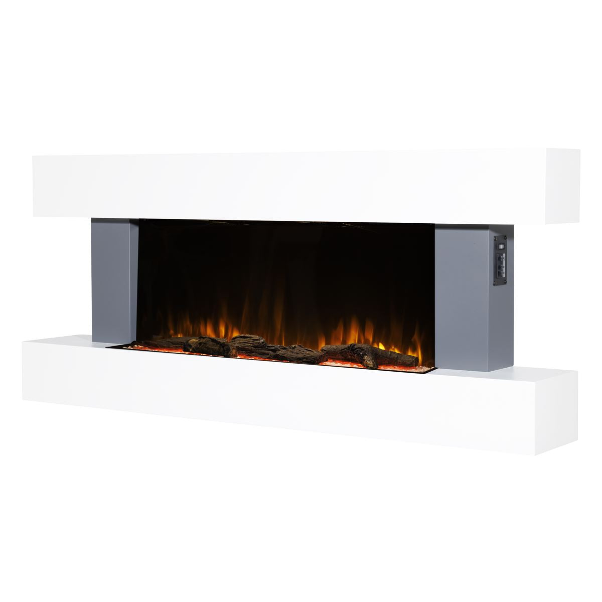 Baridi Wall Mounting Electric Fireplace with LED Flame Effect 52" - Grey