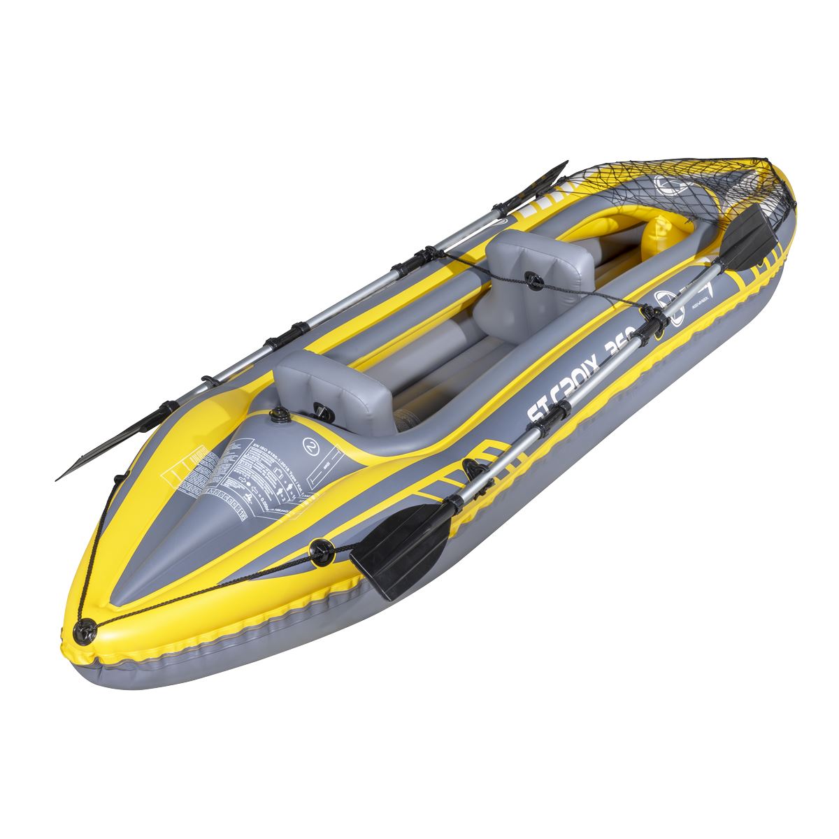 Dellonda Inflatable 2-Person Kayak/Canoe Set with Pump, Carry Bag & 2 Oars - Blue/Yellow/White