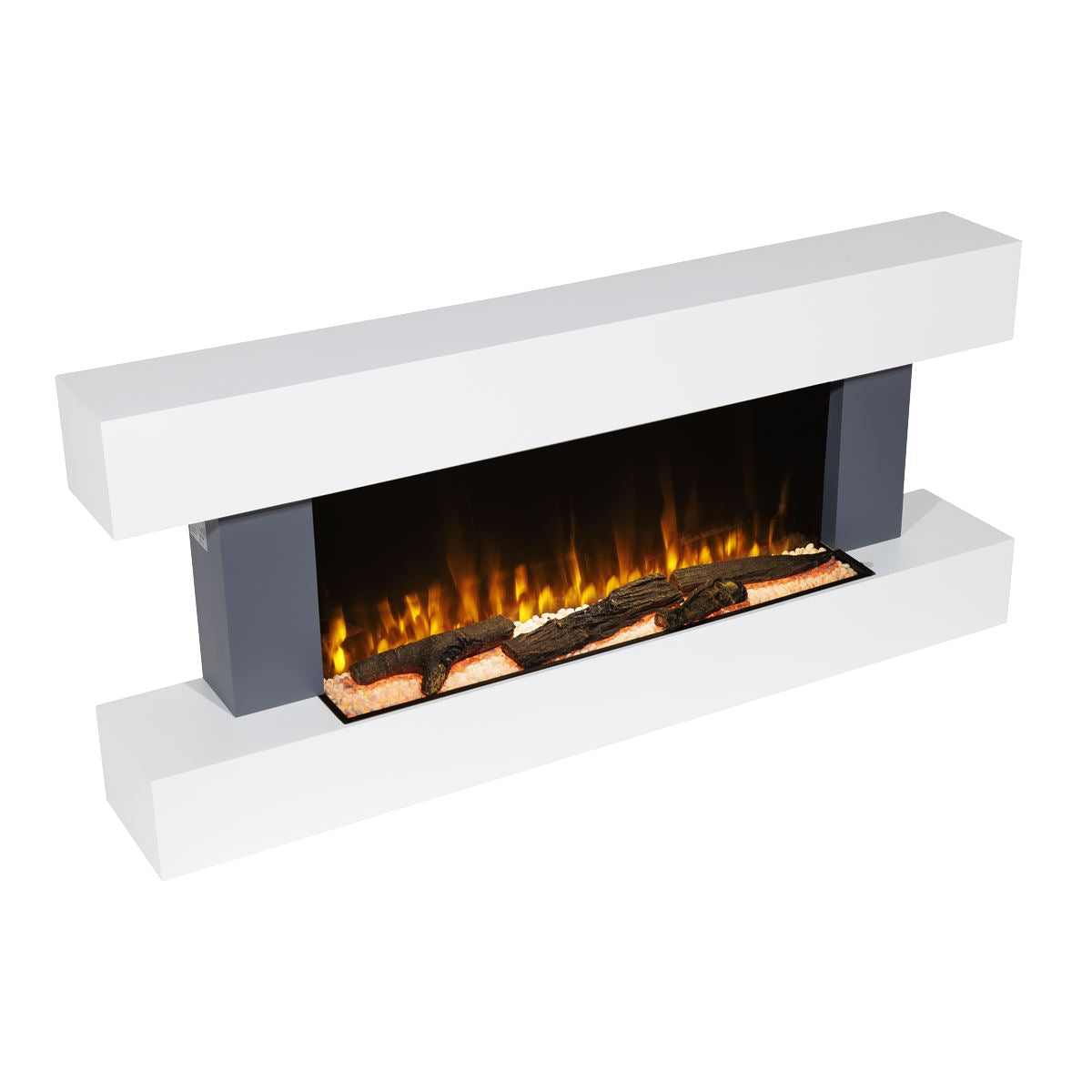Baridi Wall Mounting Electric Fireplace with LED Flame Effect 52" - Grey