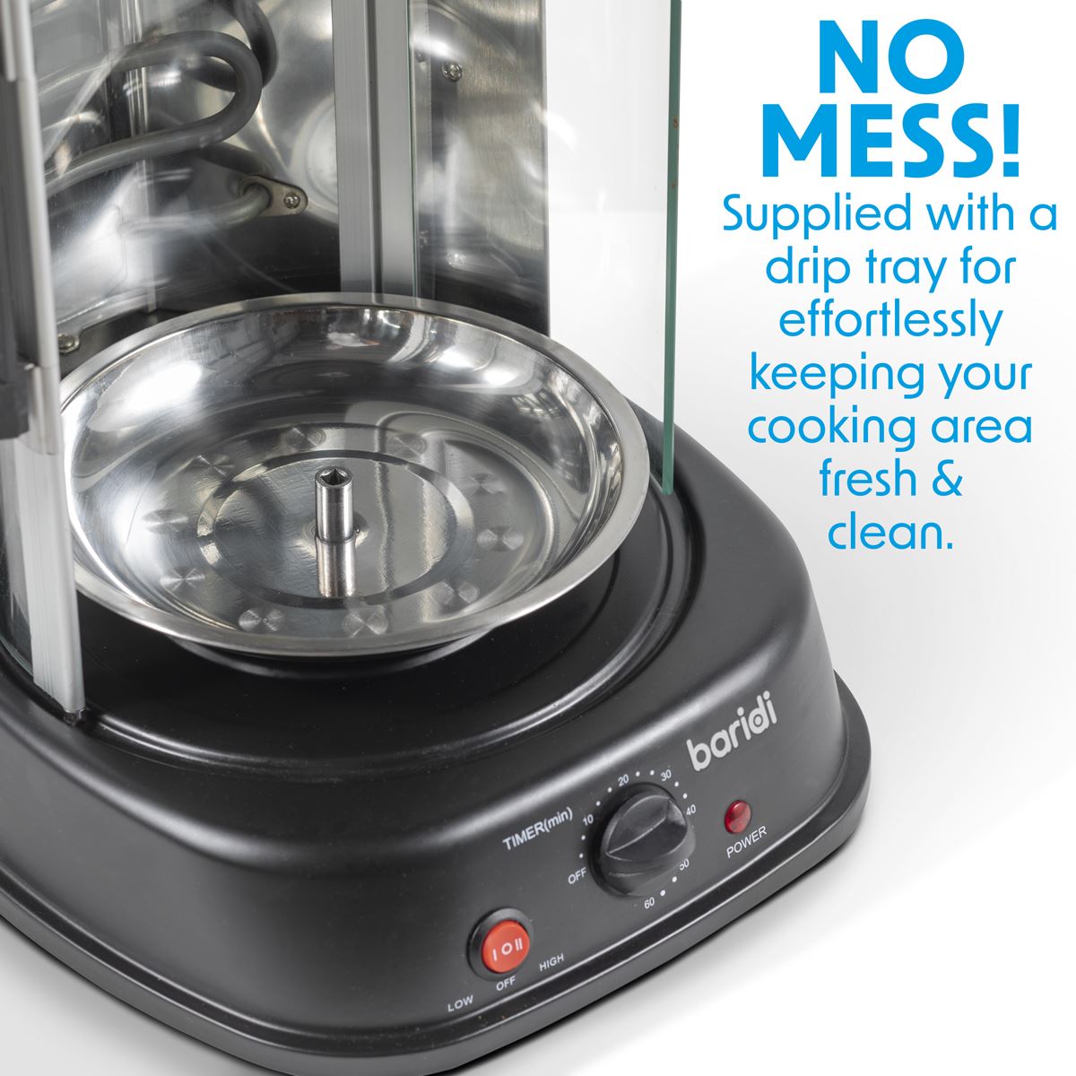Baridi Vertical 360° Rotisserie Smokeless Grill 21L Capacity