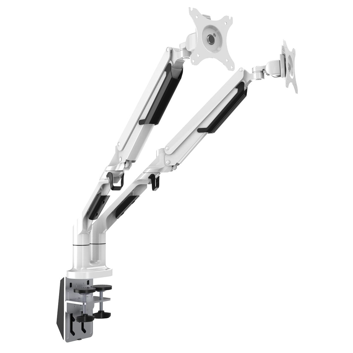 Dellonda Adjustable Double Monitor Arm with 360° Rotation - White