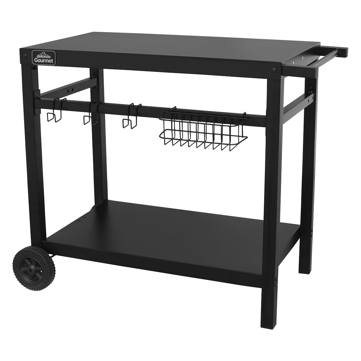 Dellonda Plancha Trolley with Utensil Holder - Black