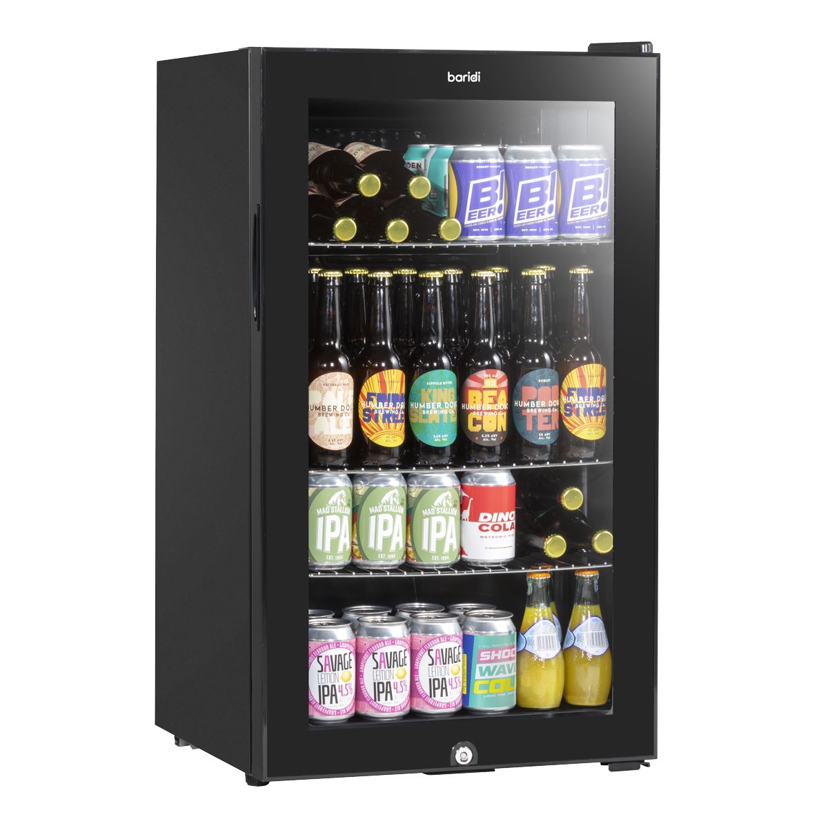 Baridi Wine, Beer & Drinks Fridge 85L Capacity - Black
