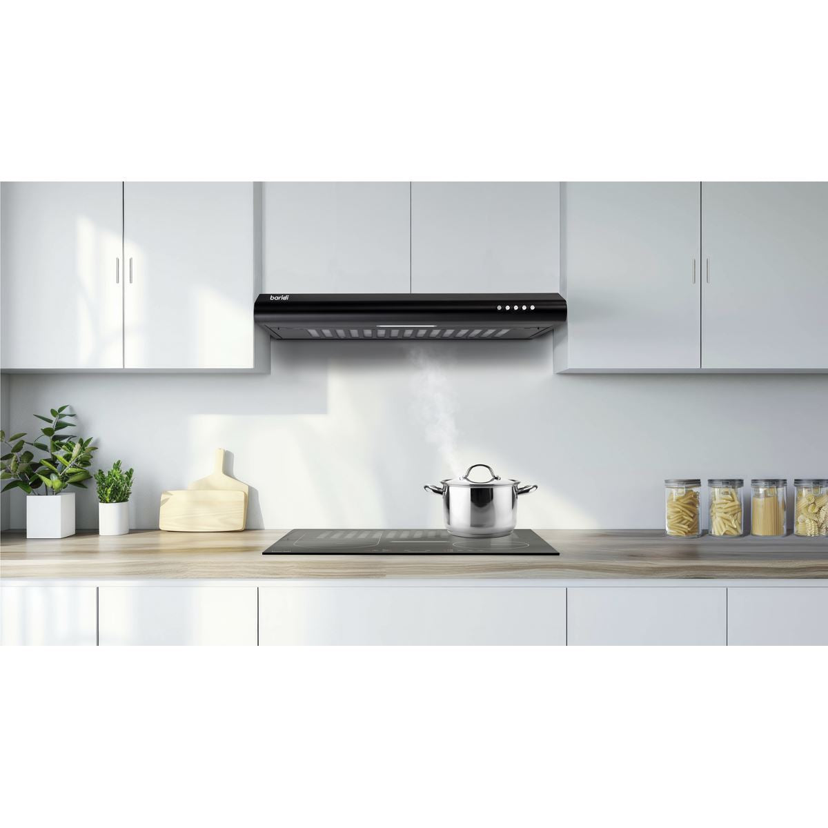Baridi Visor Cooker Hood Extractor Fan 60cm - Black
