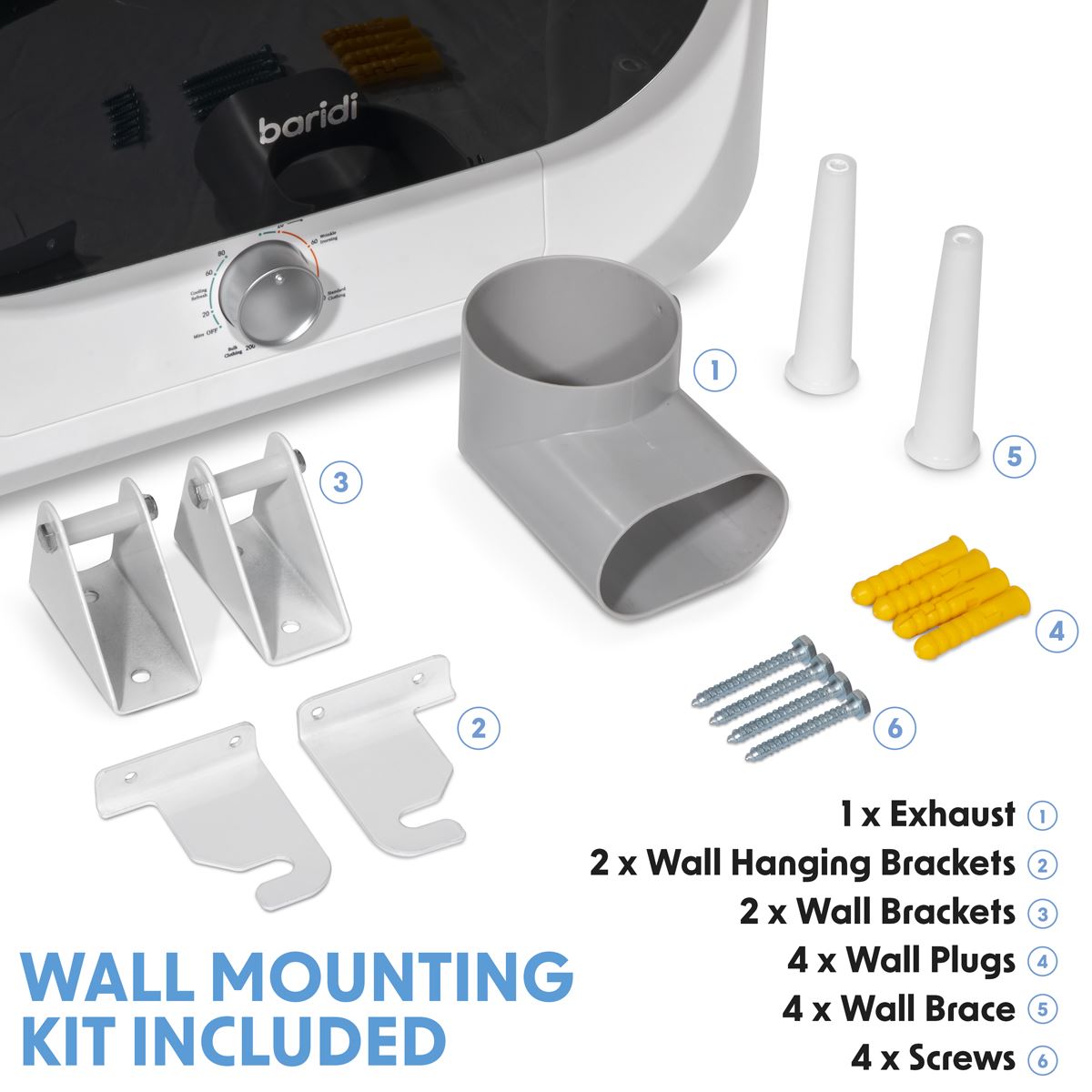Baridi Tabletop Tumble Dryer with Analogue Controls 2.5kg Capacity - White