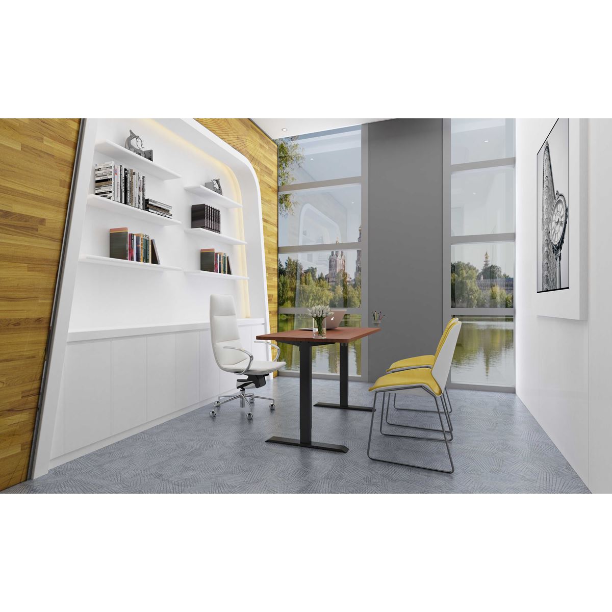 Dellonda Single Motor Ultra-Quiet Adjustable-Height Desk Frame with Digital Control Panel 70kg Capacity - Black