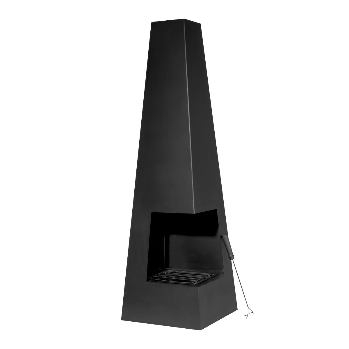 Dellonda Chiminea, Wood Burner, Heater for Outdoors W45cm x H150cm - Black Steel