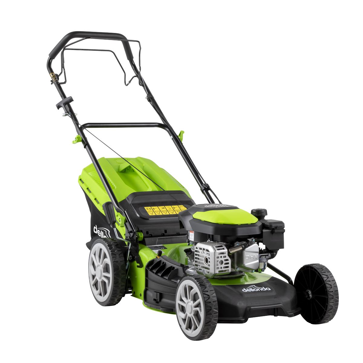 Dellonda Self-Propelled Petrol Lawnmower Grass Cutter with Height Adjustment & Grass Bag 144cc 18"/46cm 4-Stroke Engine