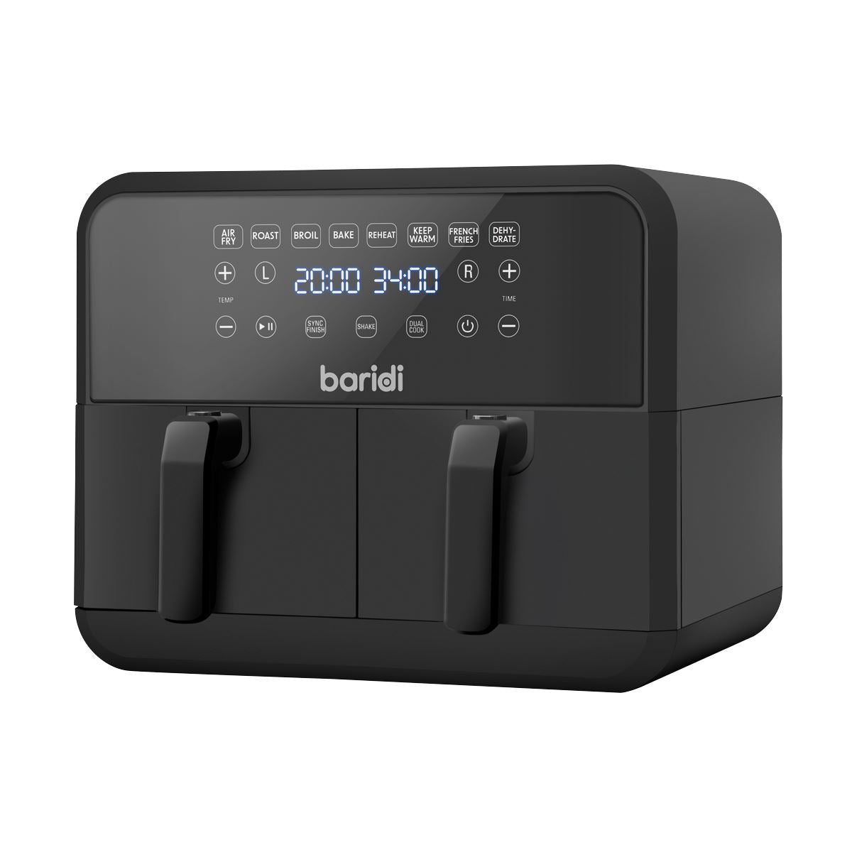 Baridi Dual Zone Air Fryer with 8 Preset Functions 8L Capacity