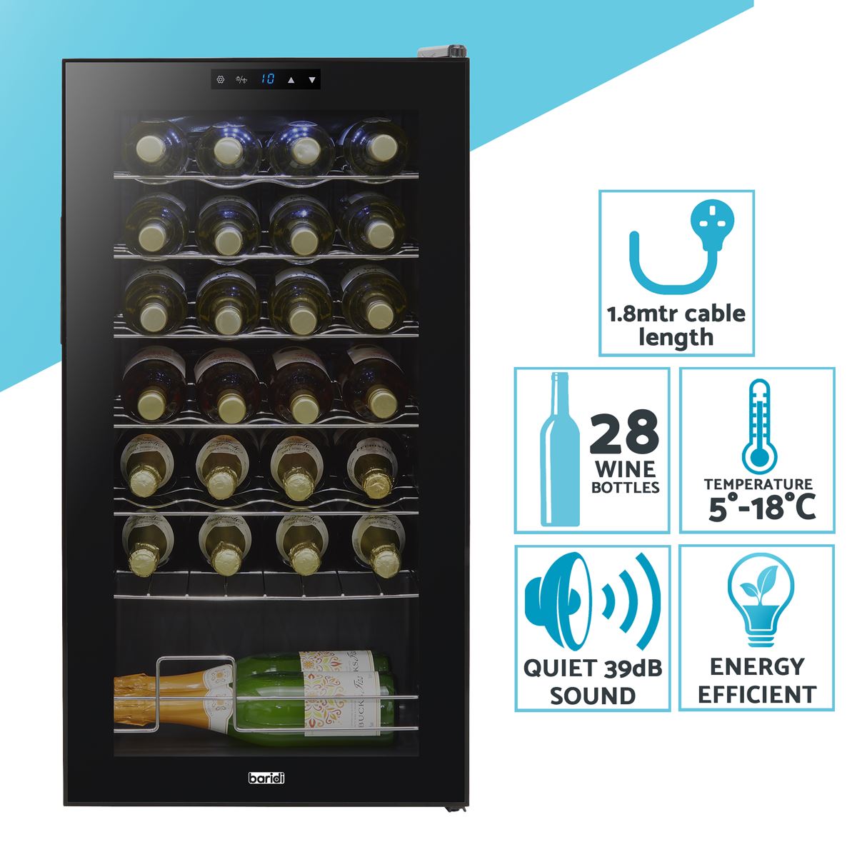 Baridi Tabletop Wine Fridge & Cooler 28 Bottle Capacity