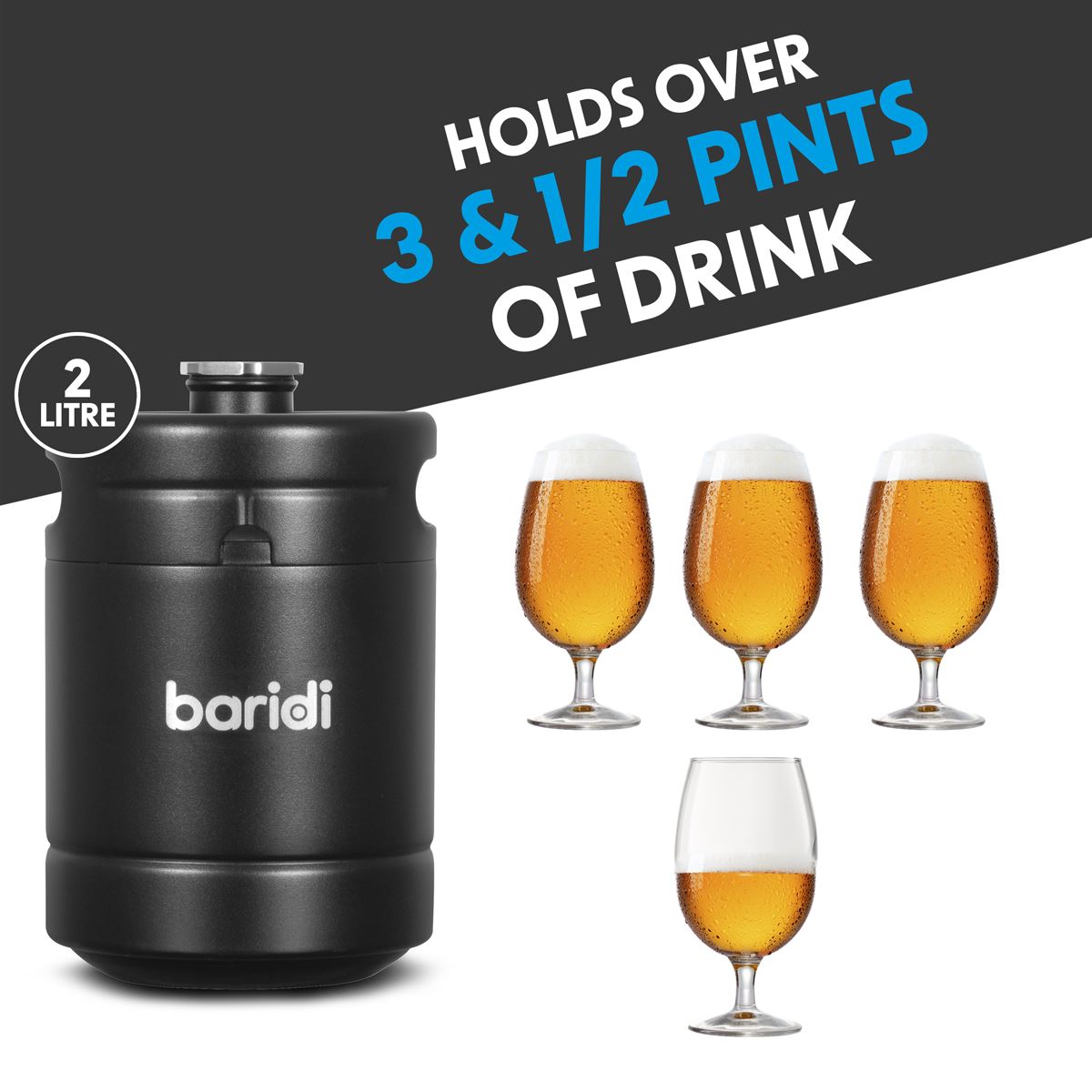 Baridi Beer Keg 2L Capacity