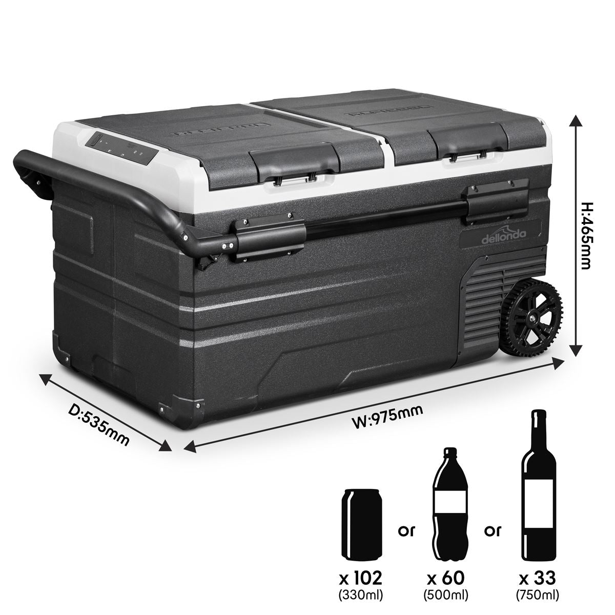 Dellonda Portable Fridge Freezer / Cool Box with LED Display 75L