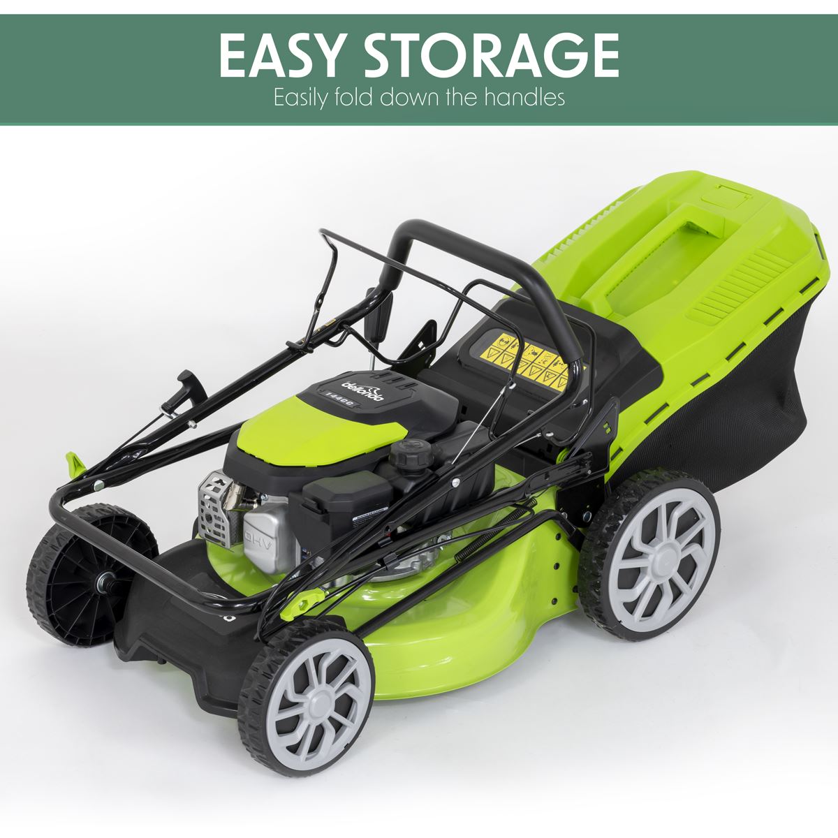 Dellonda Self-Propelled Petrol Lawnmower Grass Cutter with Height Adjustment & Grass Bag 144cc 18"/46cm 4-Stroke Engine