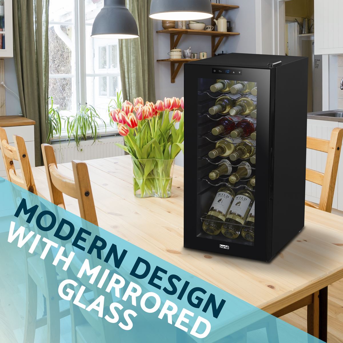 Baridi 18 Bottle Wine Fridge & Cooler - Black
