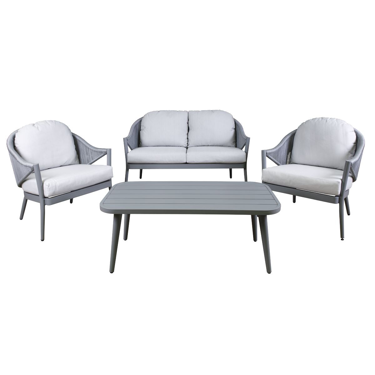 Dellonda Echo Aluminium Outdoor Garden Sofa Chair & Coffee Table Set 4 Piece