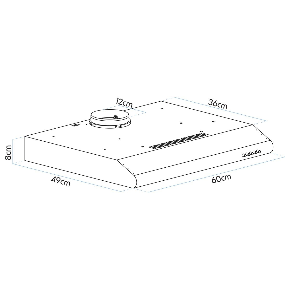 Baridi Visor Cooker Hood Extractor Fan 60cm - Stainless Steel