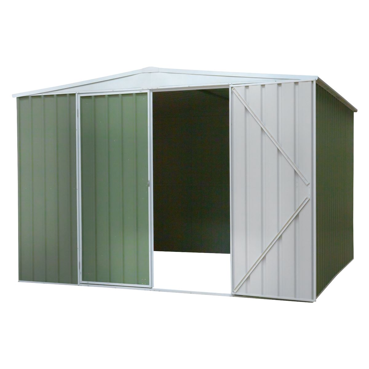 Dellonda Galvanized Steel Storage Shed with Apex Style Roof 300 x 300 x 220cm - Green