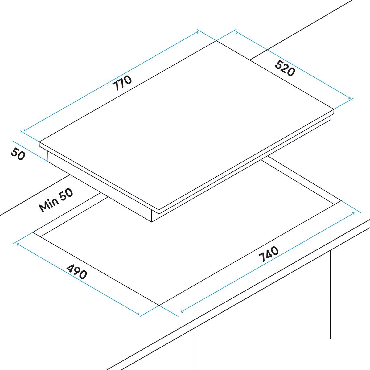 Baridi Integrated Ceramic Hob with 5 Cooking Zones 77cm - Black Glass