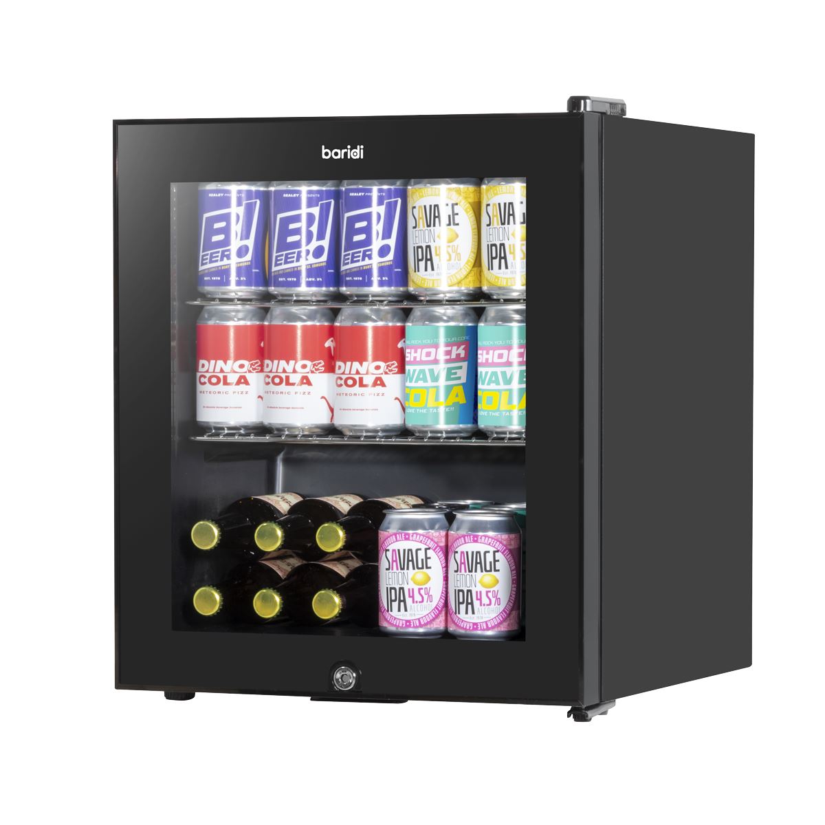 Baridi Mini Tabletop Beer & Drinks Fridge 50L Capacity - Black