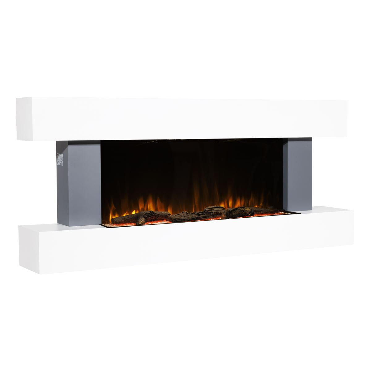 Baridi Wall Mounting Electric Fireplace with LED Flame Effect 52" - Grey