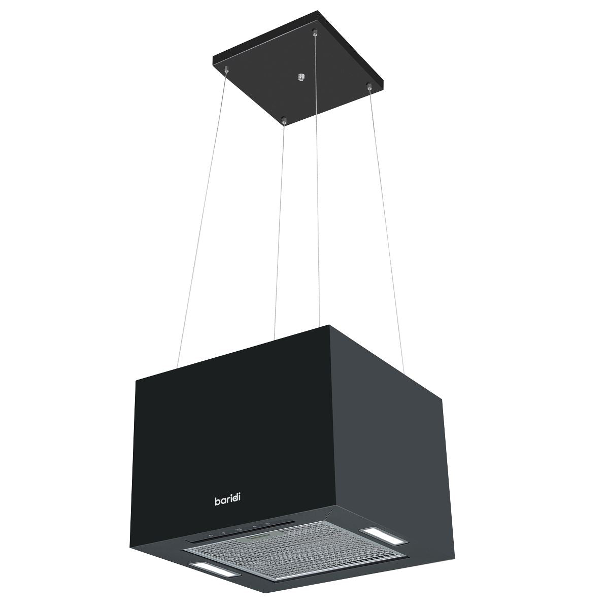 Baridi Square Island Cooker Hood 40cm - Black