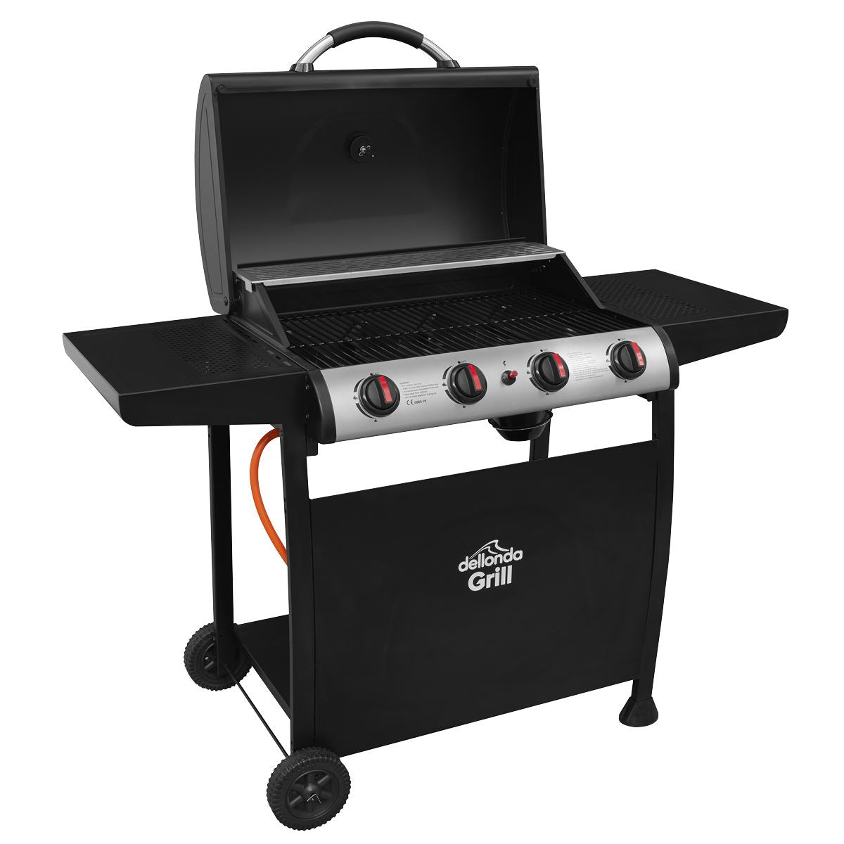 Dellonda 4 Burner Gas BBQ Grill with Piezo Ignition & Thermometer