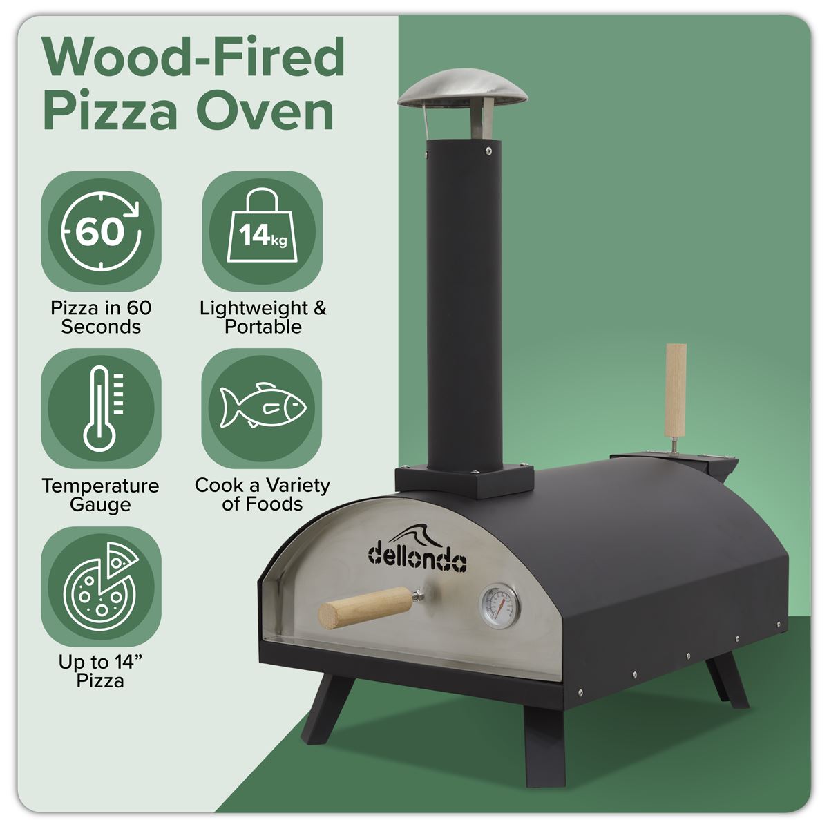 Dellonda Wood-Fired Pizza Oven 14" - Black