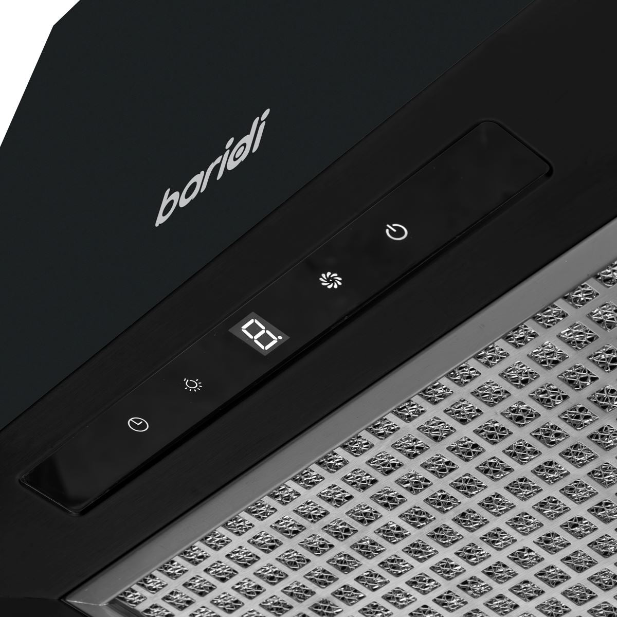 Baridi Square Island Cooker Hood 40cm - Black