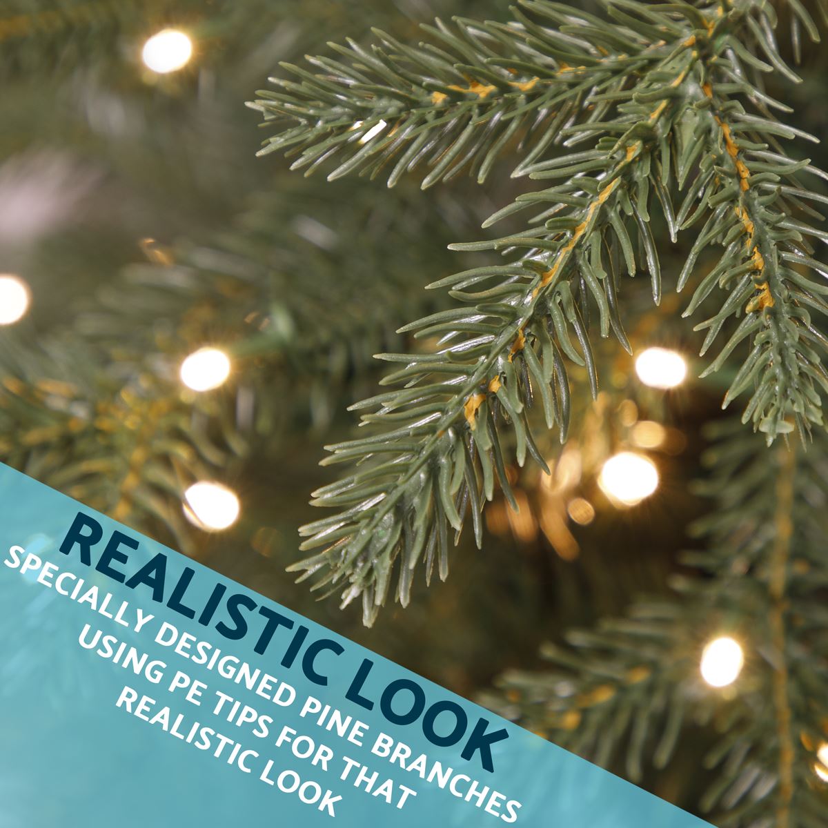 Dellonda Pre-Lit Hinged Christmas Tree with 350 Warm White LED Lights 7ft(210cm)