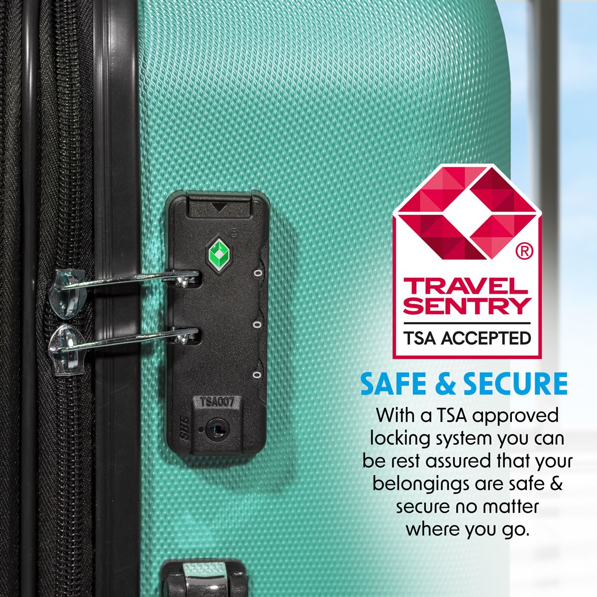 Dellonda Lightweight ABS Luggage Set with TSA Lock - Teal