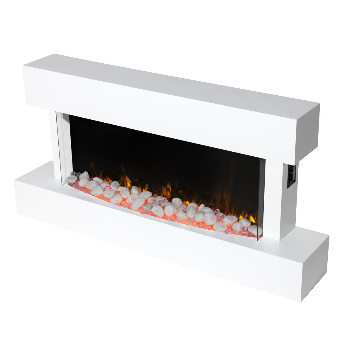 Baridi Wall Mounting Electric Fireplace with LED Flame Effect 46" - White