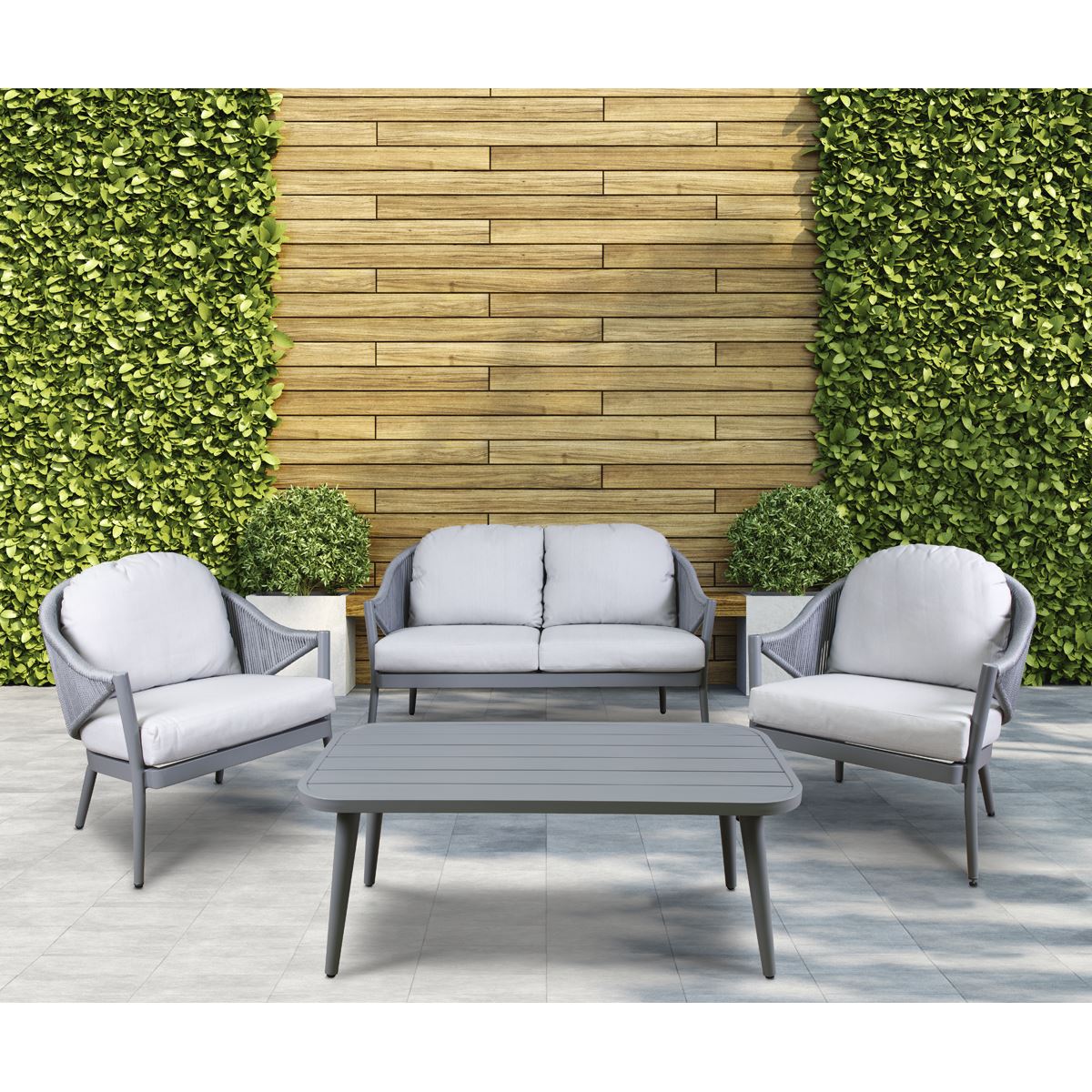 Dellonda Echo Aluminium Outdoor Garden Sofa Chair & Coffee Table Set 4 Piece