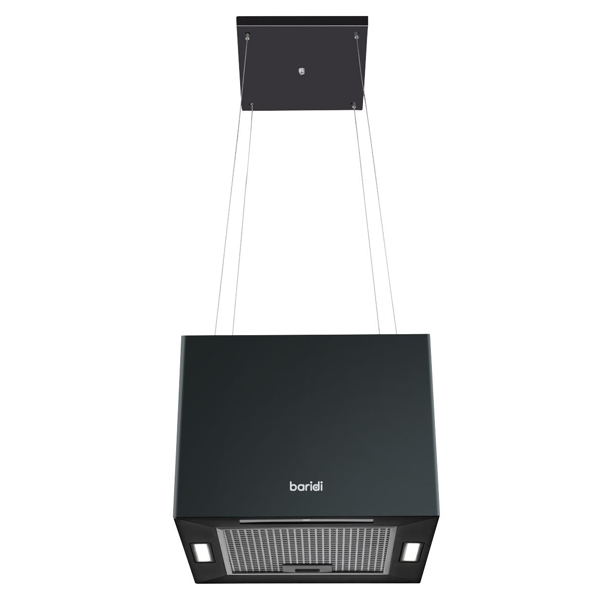 Baridi Square Island Cooker Hood 40cm - Black