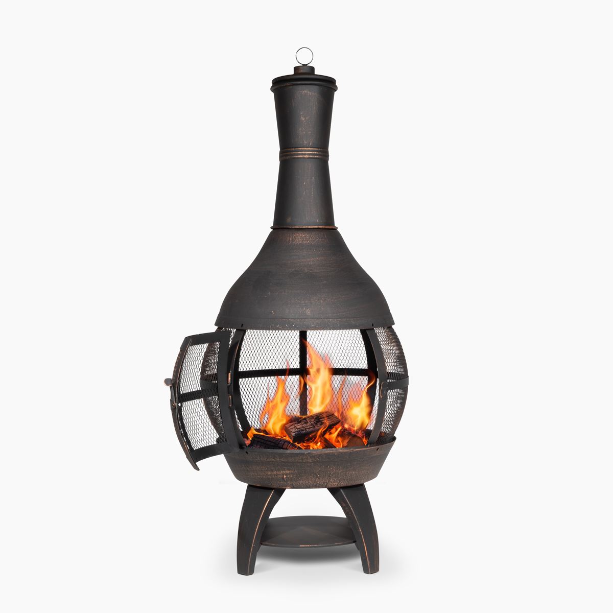 Dellonda Deluxe 360° Chiminea / Fire Pit Outdoor Heater - Antique Bronze Finish