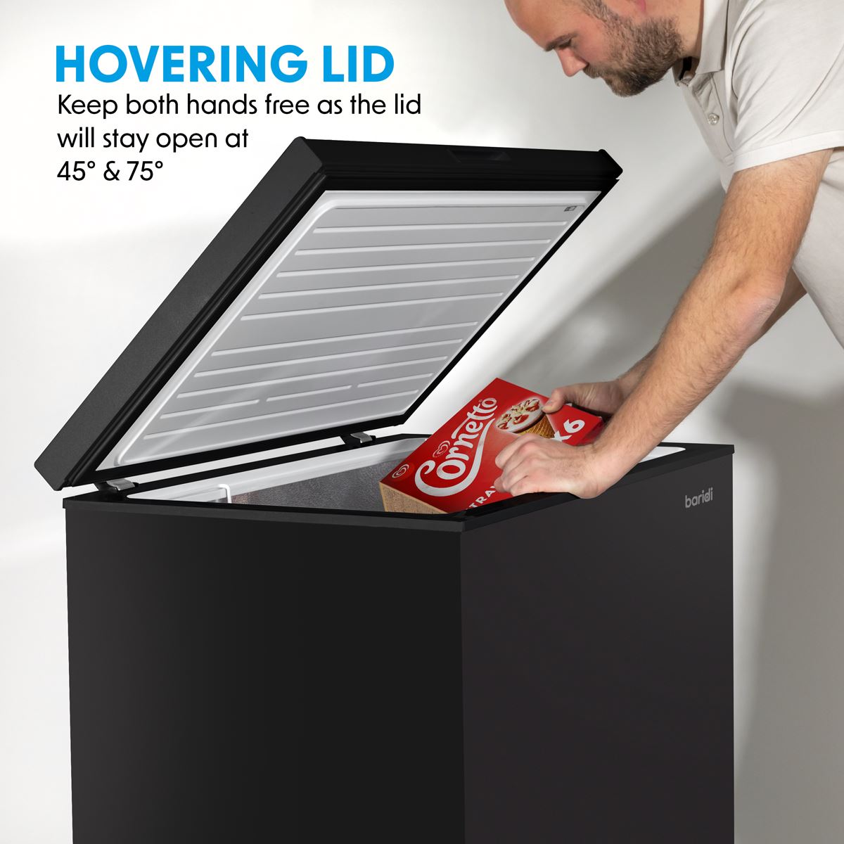 Baridi Freestanding Chest Freezer 99L Capacity - Black