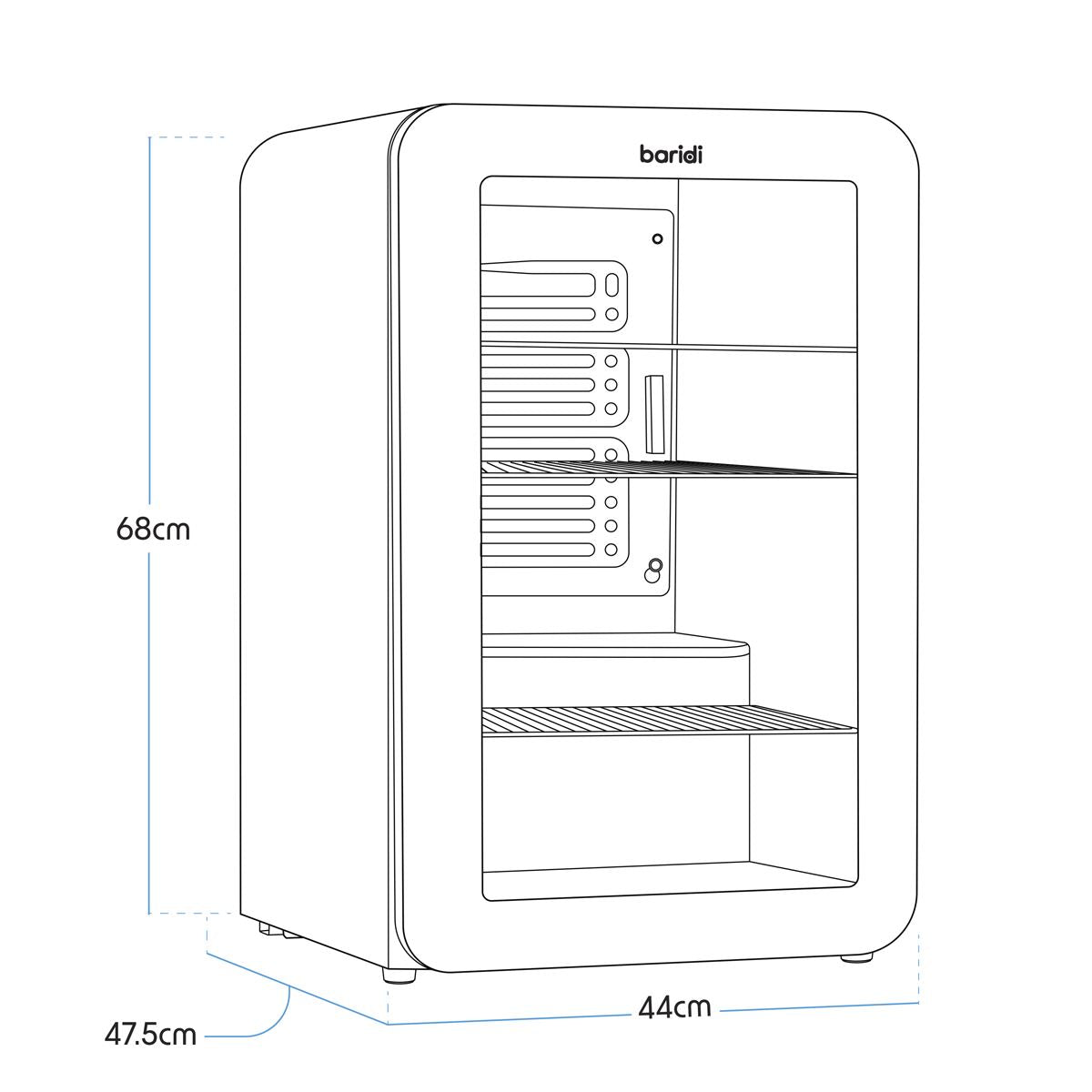 Baridi Retro Style Drinks/Beer & Wine Fridge 70L Capacity
