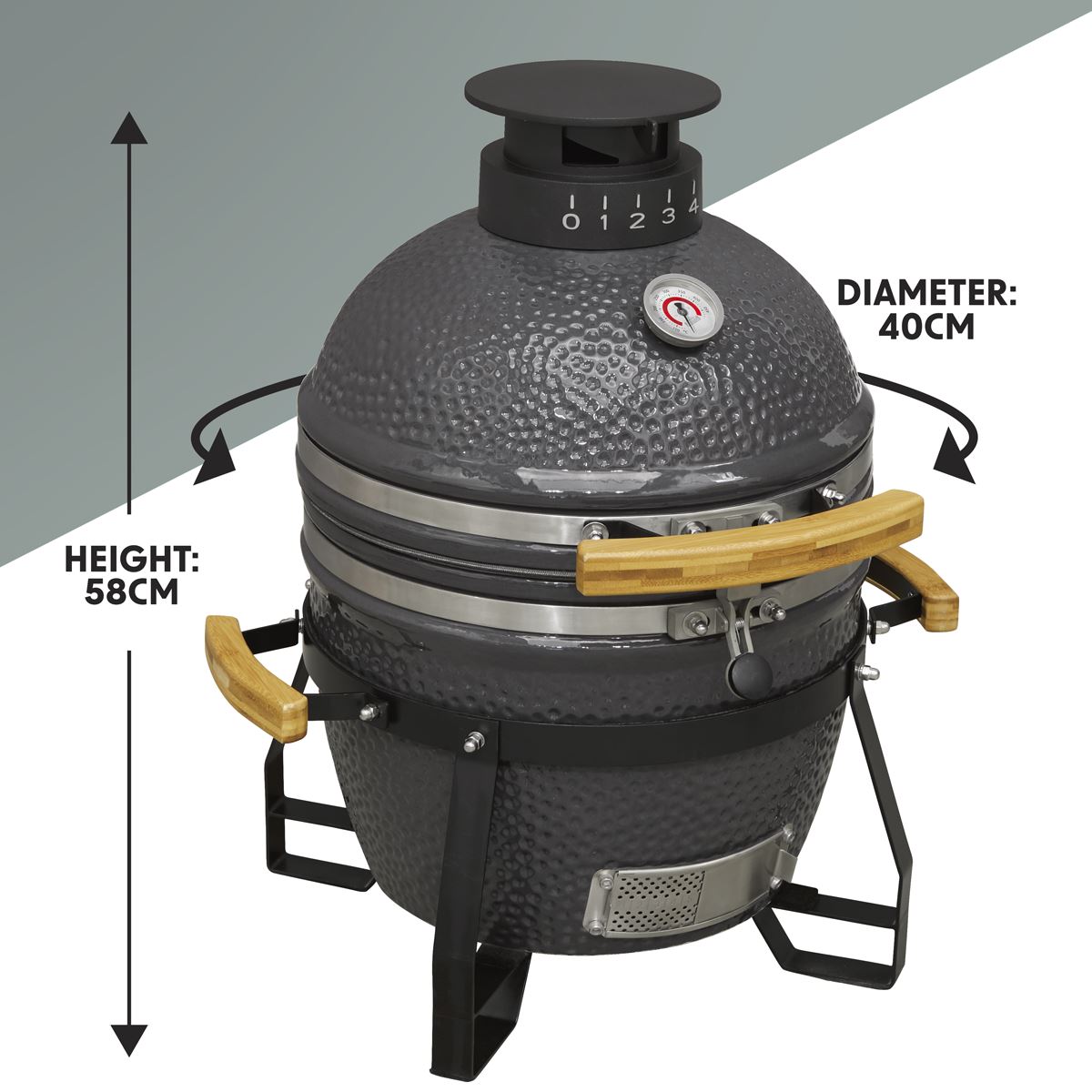 Dellonda Deluxe 16"(40cm) Ceramic Kamado Style BBQ