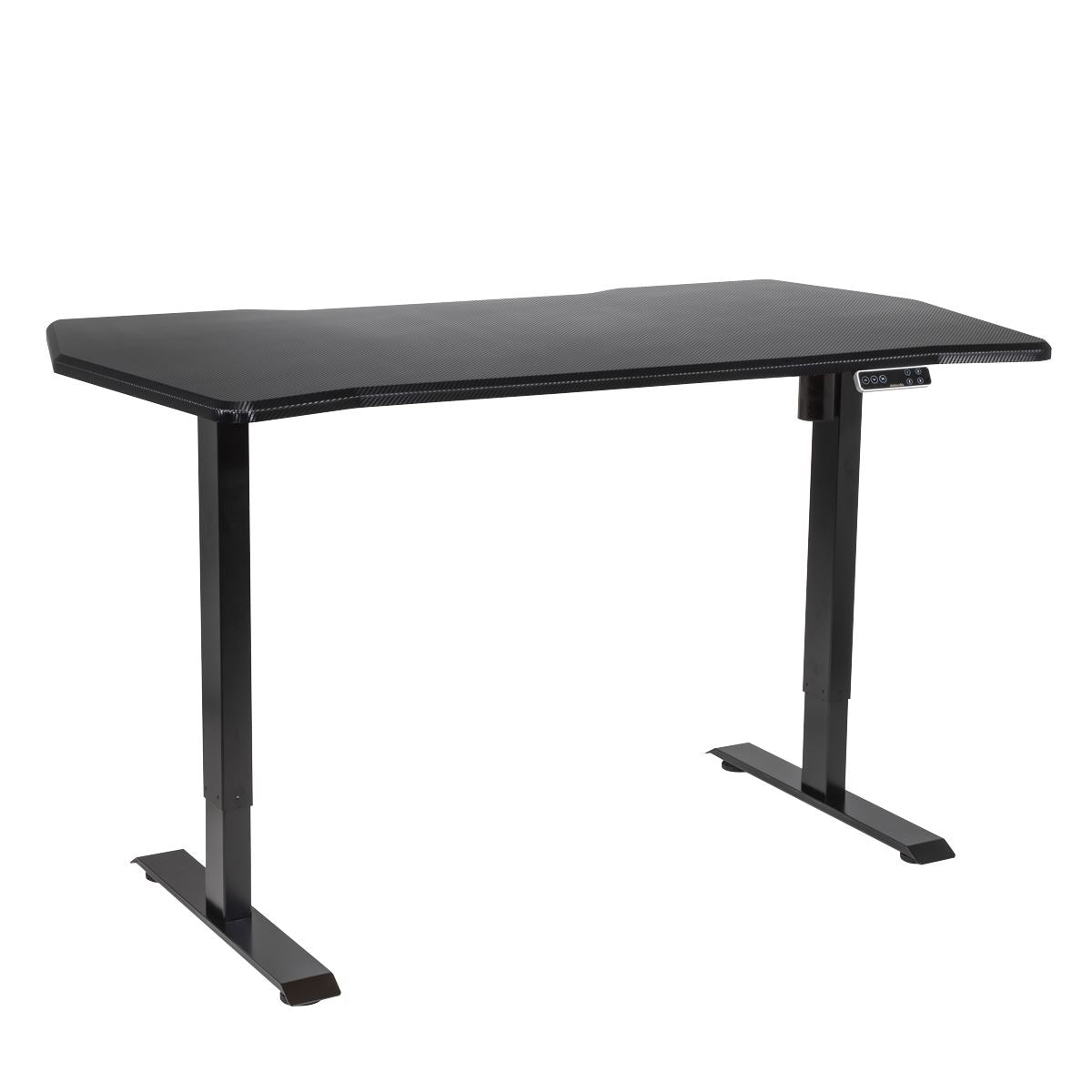 Dellonda Carbon Fibre Effect Electric Height Adjustable Standing Desk with Memory, Quiet, 1400 x 700mm