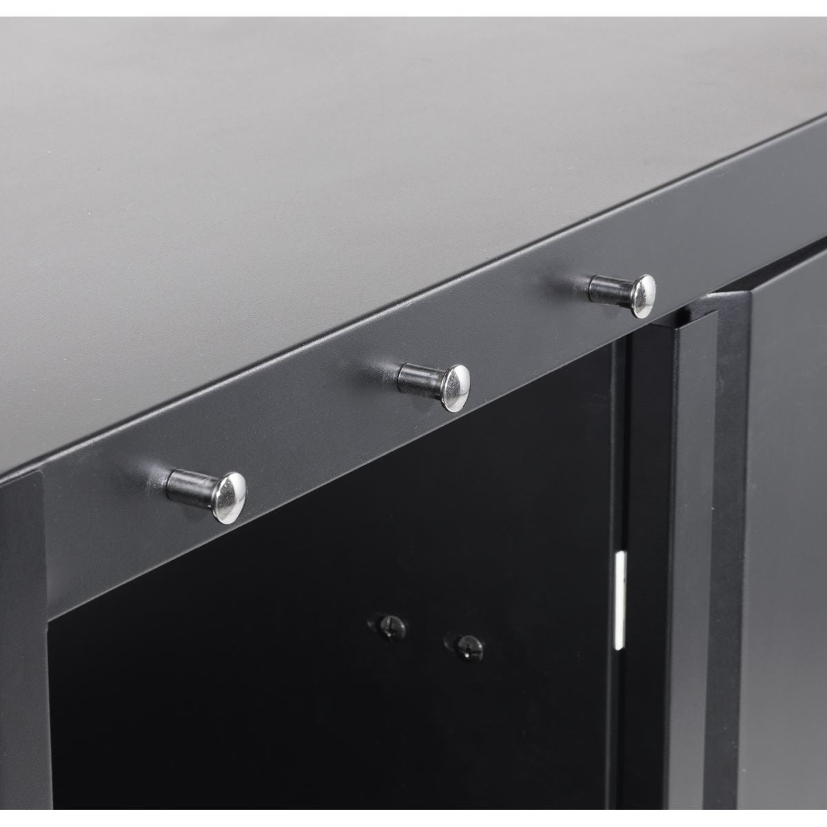 Dellonda BBQ/Plancha Workstation Trolley with Cupboard, Extension Table & Utensil Hooks, Black