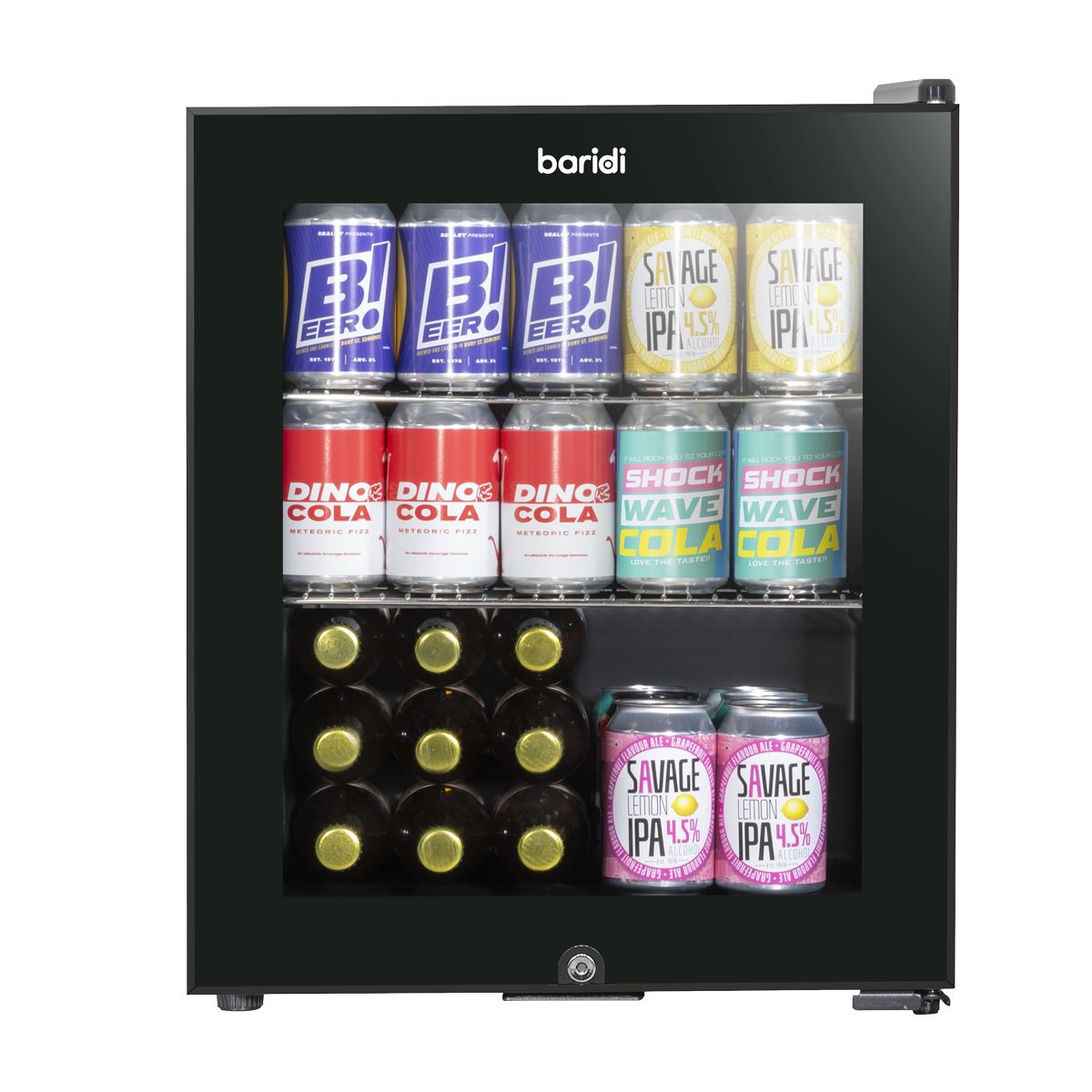 Baridi Mini Tabletop Beer & Drinks Fridge 50L Capacity - Black
