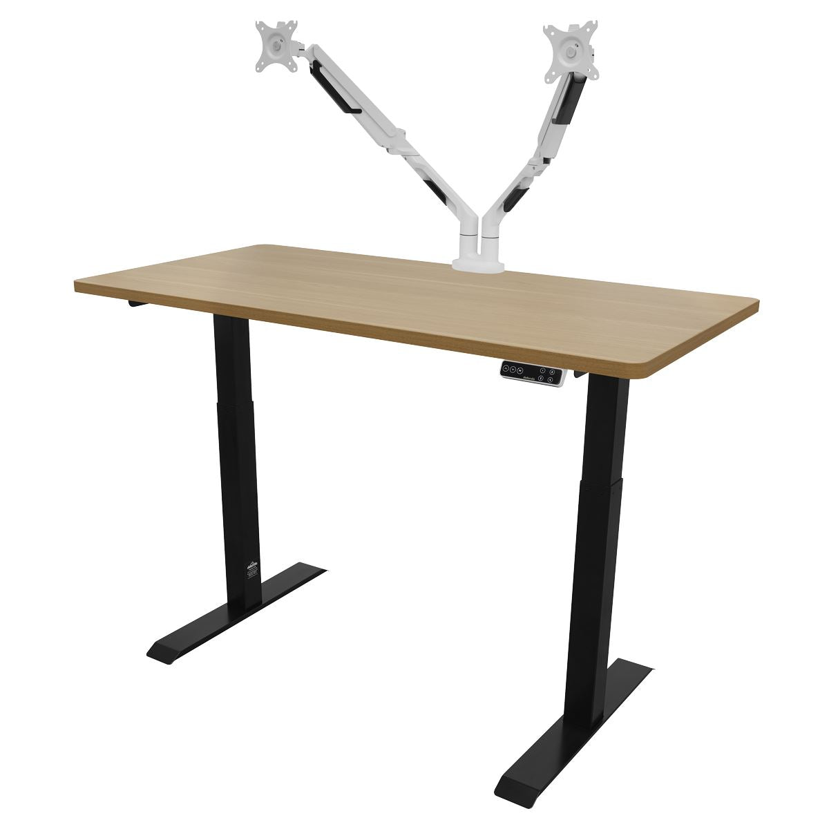 Dellonda Oak Electric Height Adjustable Standing Desk, 1400 x 700mm Dual Motor 100kg