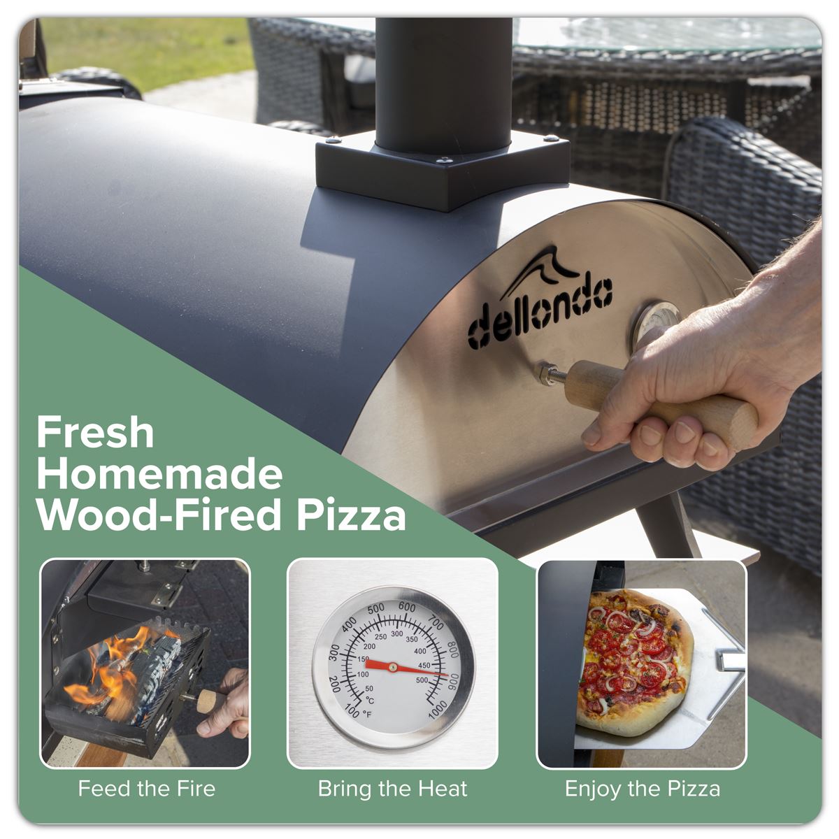Dellonda Wood-Fired Pizza Oven 14" - Black