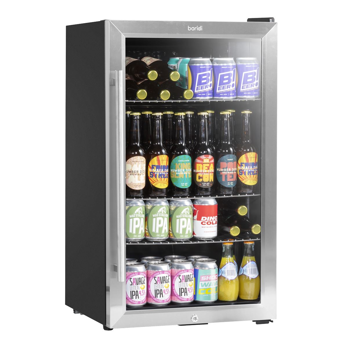Baridi Wine, Beer & Drinks Fridge 85L Capacity - Stainless Steel